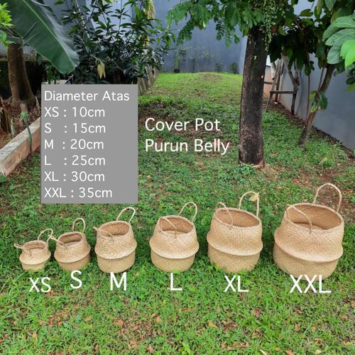 Foto Produk Keranjang Anyaman Purun / Cover Pot / Purun Belly / Basket Handle E04 - XS dari fortune100