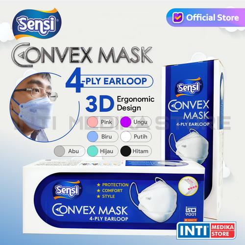 Foto Produk SENSI - Convex Mask 4 Ply | Masker Earloop 4 Ply | Masker Sensi - Merah dari INTI MEDIKA STORE