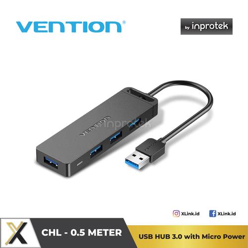 Foto Produk Vention USB Hub 3.0 with Power Super Speed for Windows Mac 4 Ports - 0.5 Meter dari XLink Jakarta