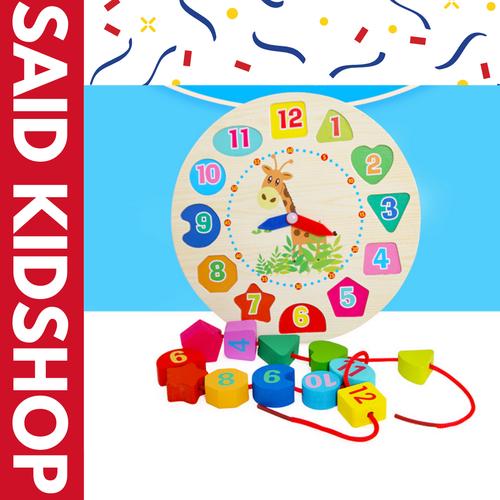 Foto Produk Wooden Puzzle Digital Geometry Clock / Puzzle Kayu Mainan Edukasi Jam dari said_kidsshop