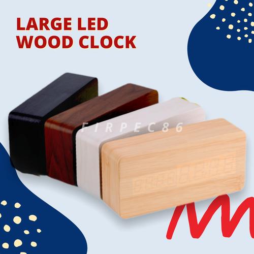 Foto Produk LARGE LED WOOD CLOCK /JAM WEKER KAYU - Hitam LED Putih dari Firpec86