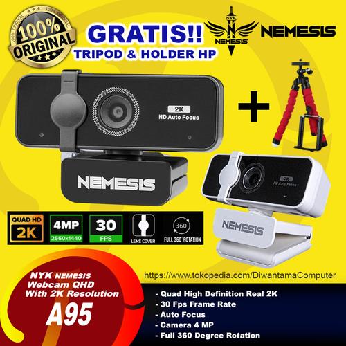 Foto Produk NYK Nemesis A95 ALBATROS Quad HD Gaming Webcam with 2k Resolution - Hitam dari Diwantama Computer