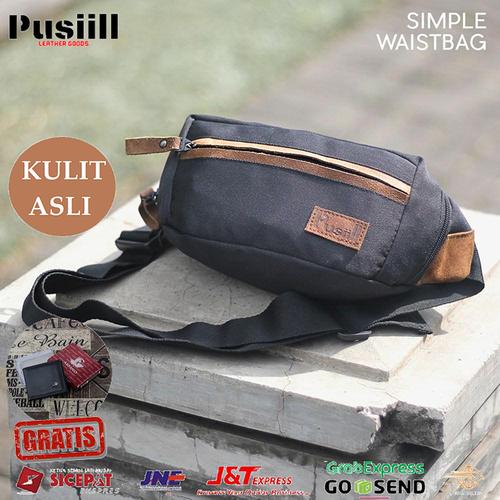 Foto Produk Tas Selempang Pria Kulit Asli Pusill Tas Cowok Kulit Mini Distro Murah - Hitam dari TQSTORE9