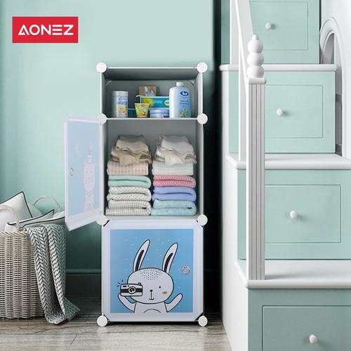 Foto Produk Aonez Lemari Pakaian Anak / Lemari Plastik / Wardrobe Anak 2/3/8 Slots - Putih, 2 slot dari AONEZ Official Store
