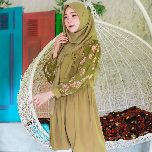Foto Produk Airin Hanbok Tunik / Floral Puff Sleeve Tunic / Mididress - Green Tea, S-M dari sheenofficial