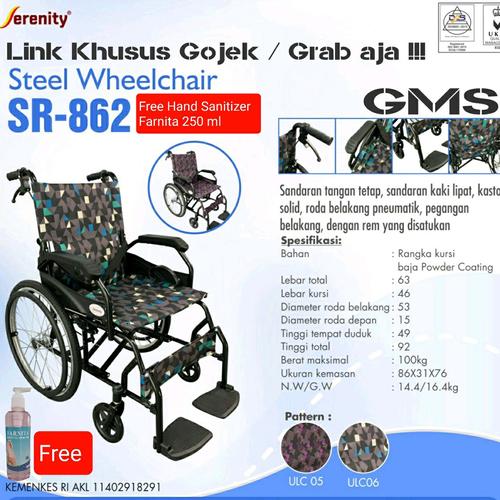 Foto Produk Kursi Roda Traveling Serenity type SR - 862 Black / Kursi Roda Travel dari General Medical Supplier