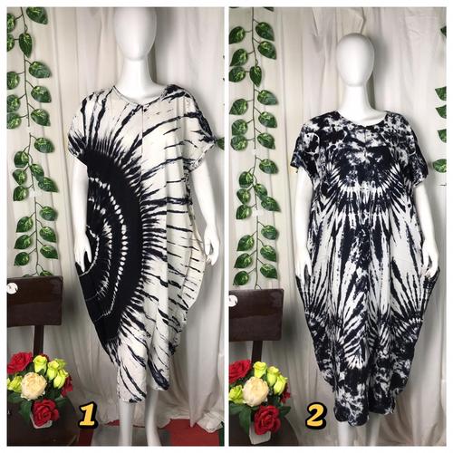 Foto Produk Daster/Longdress Kelelawar Jumbo Shibori Busui Reseleting Warna Hitam dari Batik mbak siti