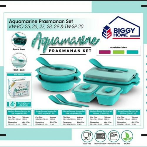 Foto Produk Prasmanan Set - Kotak#tupperware set sayur lauk Aquamarine Biggy set - Toska dari Baby-B Shop
