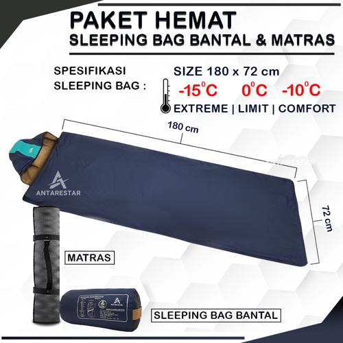 Foto Produk PAKET HEMAT Sleeping Bag Bantal SB Ultralight Plus Matras Camping dari Antares Star
