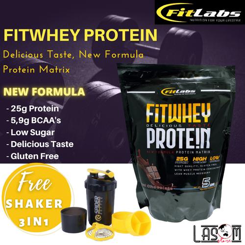 Foto Produk Fitlabs FIT Labs Whey Protein Pembentukan Otot Fitness Gym Diet 5lb dari LASOM store