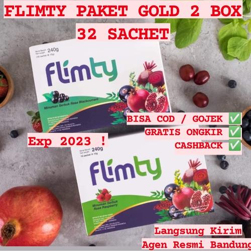 Foto Produk paket GOLD FLIMTY 2 BOX(32 SACHET) Minuan berserar fiber BPOM dari gorillasupplement