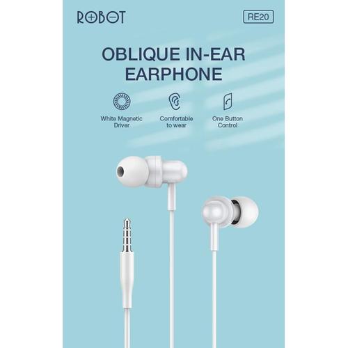 Foto Produk (SERUNI) HEADSET ROBOT RE20 OBLIQUE IN-EAR DEEP BASS ULTRA LIGHT - Putih dari serunicomp