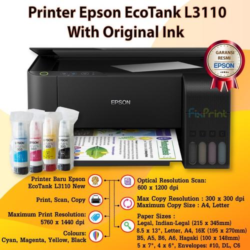 Jual Printer Epson L3110 L 3110 L-3110 Art Paper EcoTank Print Scan Copy -  L3210, COMPATIBLE INK - Kota Surabaya - FixPrint Store | Tokopedia