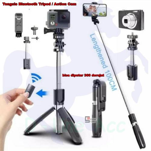 Foto Produk L02 Selfie Stick Tongsis Tripod 4 in 1 with Wireless Remote Shutter - Hitam dari D-Line Acc