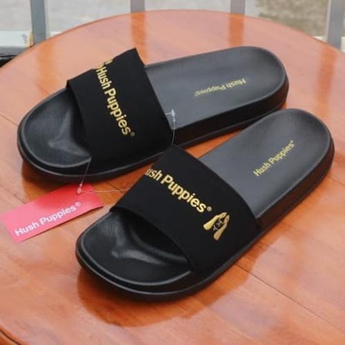 Foto Produk Sandal Slide Hush Puppies Black Varcity Gold Sendal Slop Pria Original - Black V-Gold, 39 dari hallo_fashion