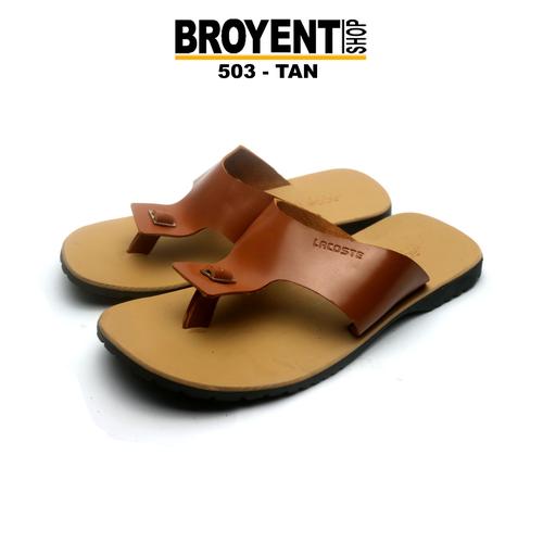 Foto Produk Sandal Pria Jepit Kulit Asli 503 - Hitam, 39 dari Broyent-shop