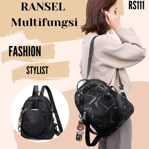 Foto Produk Tas Import / Tas Fashion Multifungsi / Tas Ransel Wanita RS111 - Black - Maroon dari Rising.collection