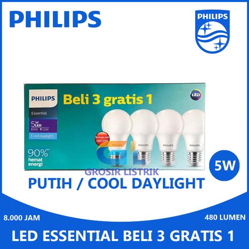 Foto Produk Philips LED Paket Multipack Bulb 6W 8W 10W 12W Essential 7W 9W 11W - MultipackEss 5W dari Grosir Listrik Online