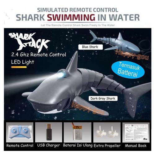 Foto Produk Mainan RC Ikan Hiu LED Shark Kapal Robot Remote Control - Paket Standard dari Happy-Gou