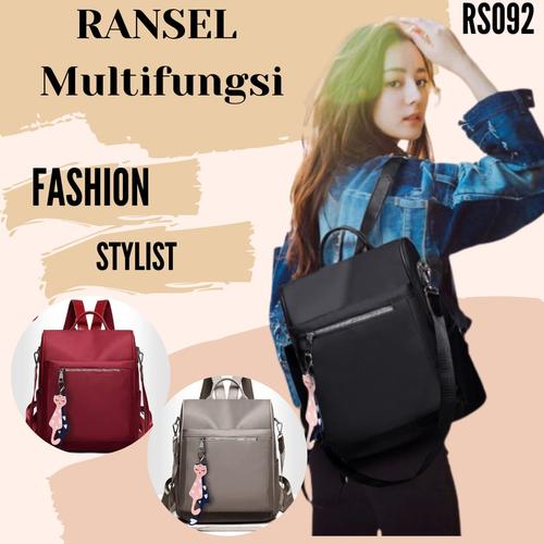 Foto Produk Tas Import / Tas Wanita / Tas Ransel Anti Maling Wanita RS092 - BLACK dari Rising.collection