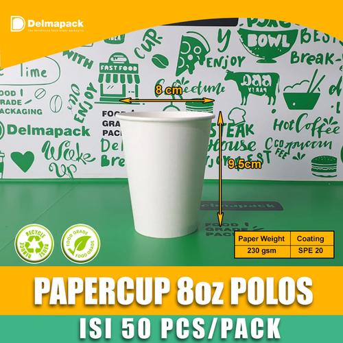 Jual papercup 8oz paper cup /gelas kertas kopi 8oz 50 pcs tebal tahan ...
