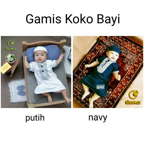 Foto Produk Baju Bayi Laki-Laki Baju Muslim Gamis Koko Jubah Bayi Ozk KKU-01 - S, navy dari Nuning Ningrum Shop
