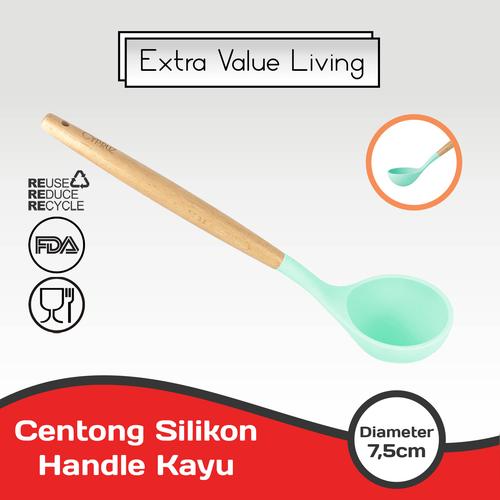 Foto Produk CYPRUZ Sendok Sayur Silikon Ladle Abu Gagang Kayu EVL-AM-0932-AU-LAD - Hijau dari Extra Value Living