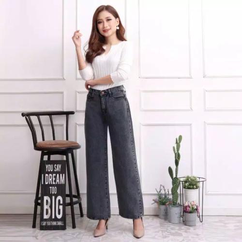 Jual kulot jeans highwaist wanita 