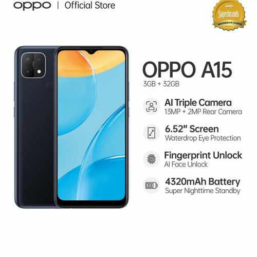 Jual OPPO A15 Smartphone [ Ram 3GB / Rom 32 GB ] Garansi Resmi Putih