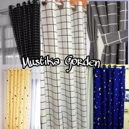Gambar Gorden Jendela Gordeng Pintu Hordeng Minimalis Tirai Korden Murah - Kotak Putih, Tinggi 150cm dari Mustika Gorden Kab. Bandung Tokopedia