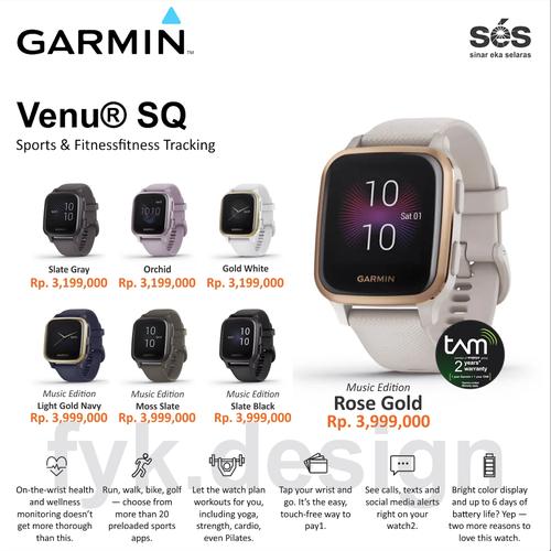 Jual Garmin Venu SQ Music - Rose Gold 