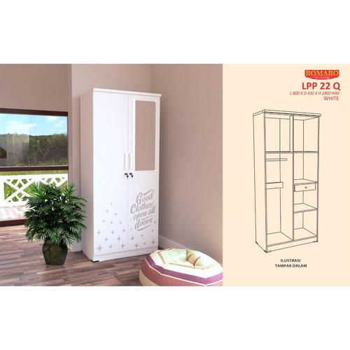 Jual LEMARI PAKAIAN 2 PINTU KACA ROMARO LPP 22 Q (WHITE) - Kab. Bantul -  MGMEBEL.ID | Tokopedia