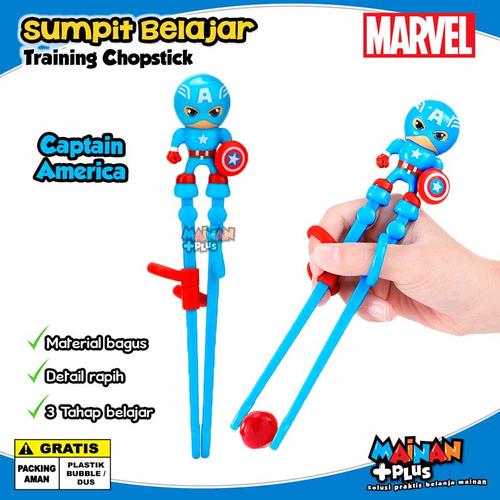 Foto Produk Sumpit Anak Karakter Super Hero Marvel Learning Training Chopstick - Captain America dari MainanPlus