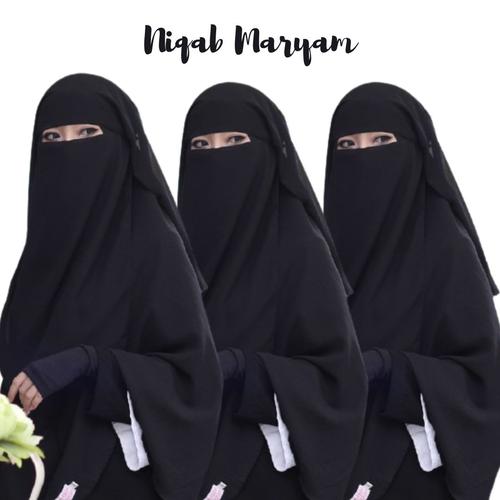 Foto Produk Cadar Niqab Maryam Sifon Fine / Cadar Maryam Polos / cadar yaman - Hitam dari Jestha Pedia