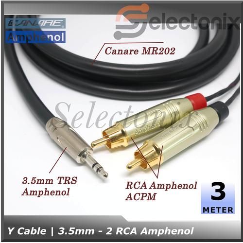 Y Cable 3.5mm TRS to 2 RCA Amphenol 