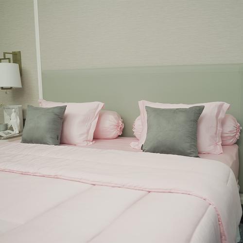 Foto Produk Sleep Buddy Set Sprei Plain Pink Jacquard Tencel - Single Size dari Sleep Buddy Bedding