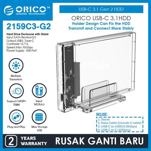 Foto Produk ORICO USB-C 3.1 Gen 2 HDD Enclosure 2.5in Transparent 10Gbps 2159C3-G2 dari ORICO INDONESIA