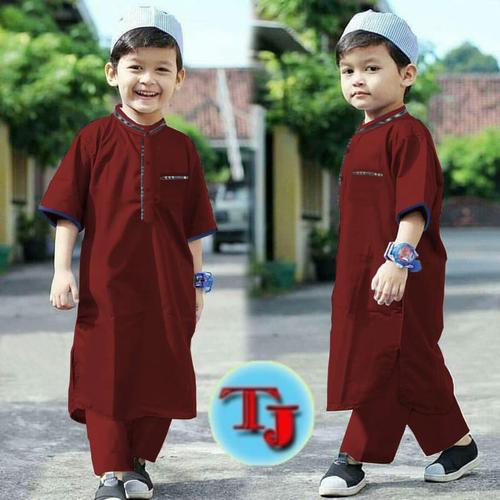 Foto Produk TJ BAJU KOKO ANAK LIST TERBARU - 2-4 Tahun, Maroon dari TariJon shop