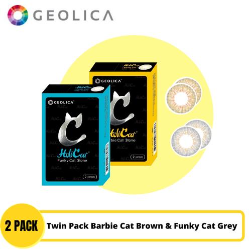 Foto Produk Softlens HoliCat Twin Pack - Barbie Cat Brown dan Funky Cat Grey - Normal dari Holicatid