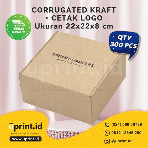 Foto Produk CORRUGATED BOX KRAFT + CETAK LOGO 1 WARNA| 22x22x8 cm| QTY 300 dari Uprint.id