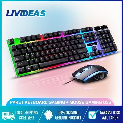 Foto Produk PAKET KEYBOARD GAMING MOUSE GAMING USB 1 Set Keyboard MOUSE - Putih dari Livideas
