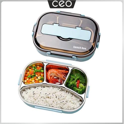 Foto Produk CEO Tempat Makan Stainless Steel Lunch Box Stainless Steel Kotak Makan - Varian 3 Sekat, Merah Muda dari CEO Official Store