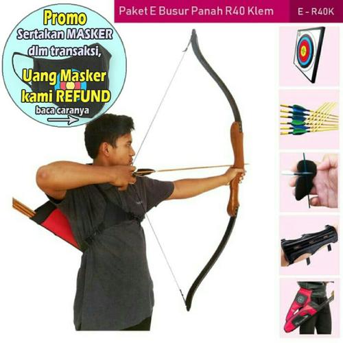 Foto Produk PAKET E BUSUR PANAH R40K+TARGET+ARROW+ARM GUARD+FINGER TAB+QUIVER dari Vision Archery Club