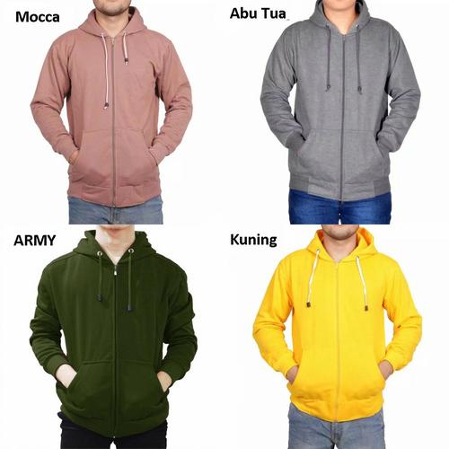 Foto Produk Jaket Pria Wanita Unisex Hoodie Zipper Resleting Polos Fleece Cotton - warna dicatatan, M dari Gudang Fashion Indonesia