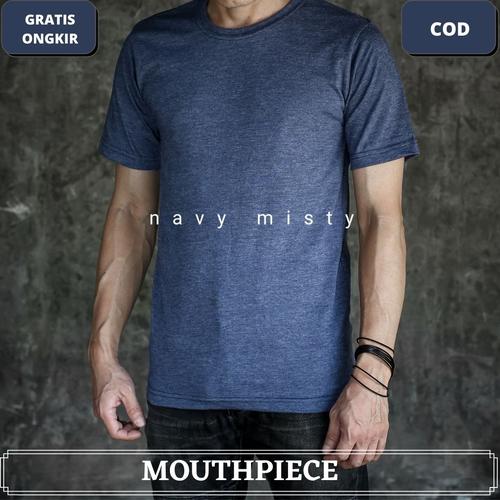 Foto Produk KAOS POLOS PRIA / BAJU POLOS PRIA TWOTONE CATTON COMBED 30S - NAVY, L dari mouthpiece