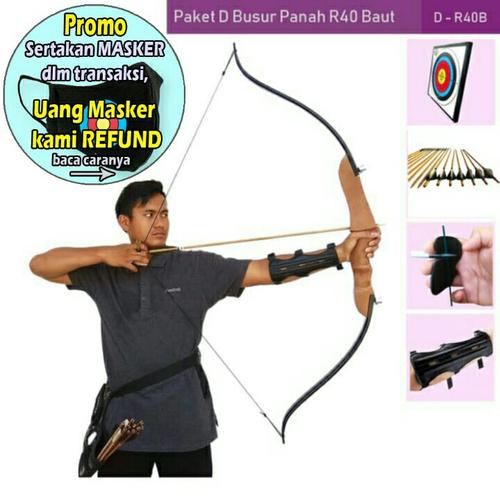 Foto Produk PAKET D BUSUR PANAH R40 BAUT+TARGET+ARROW+ARM GUARD+FINGER TAB dari Vision Archery Club