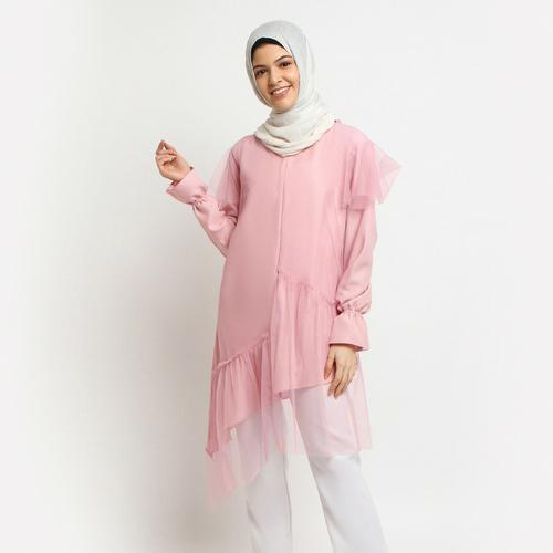Foto Produk Baju Atasan Wanita Tunik Tile - Emikoawa Kerja Jepang Korea - Pink dari emikoawa