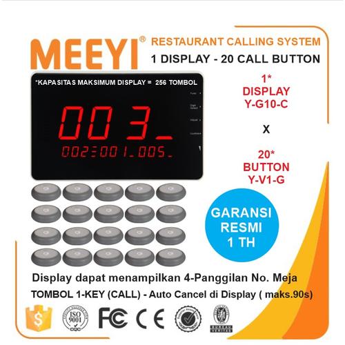 Foto Produk Bel Meja Restoran 1 Display dan 20 Call Button - MEEYI Y-G10-C x Y-V1 dari EtalaseBelanja