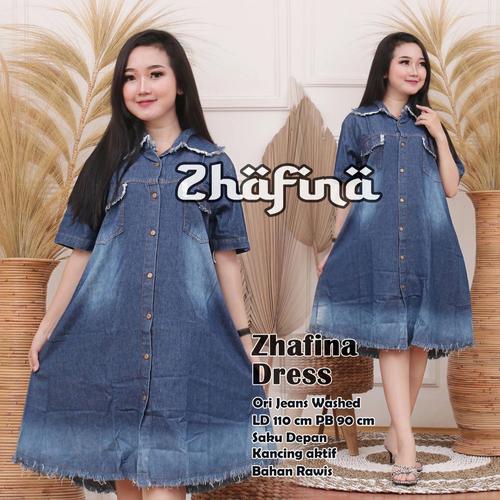 Jual dress jeans wanita lengan pendek 
