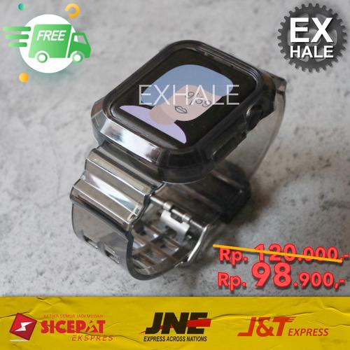 Foto Produk Tali Strap Case Apple Watch Silikon Transparan Transparent Hitam Black - 38mm 40mm dari Exhale Collection